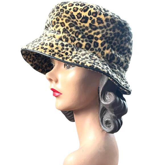 betmar Accessories - Vintage Betmar New York Leopard Bucket Hat Faux Fur